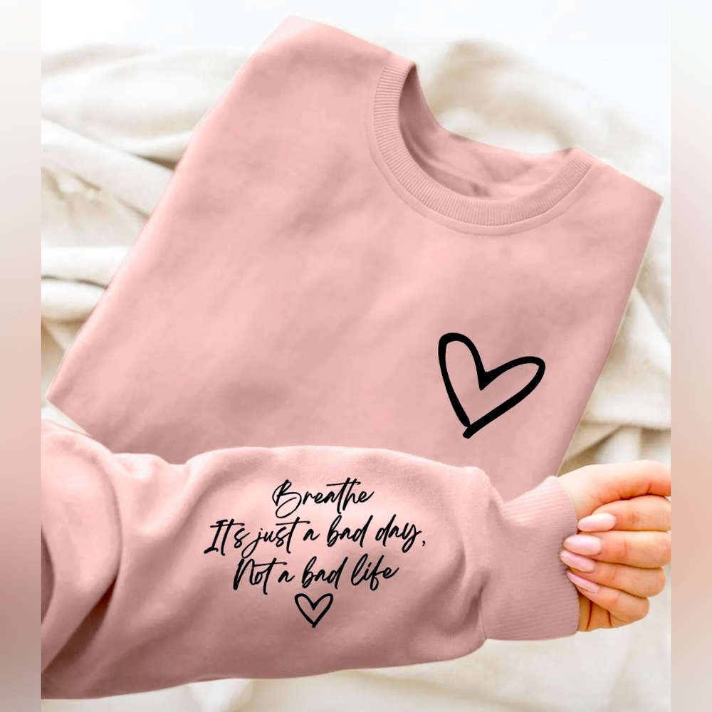 Heart Inspirational Sweatshirt. Gray Large or Apricot XXL